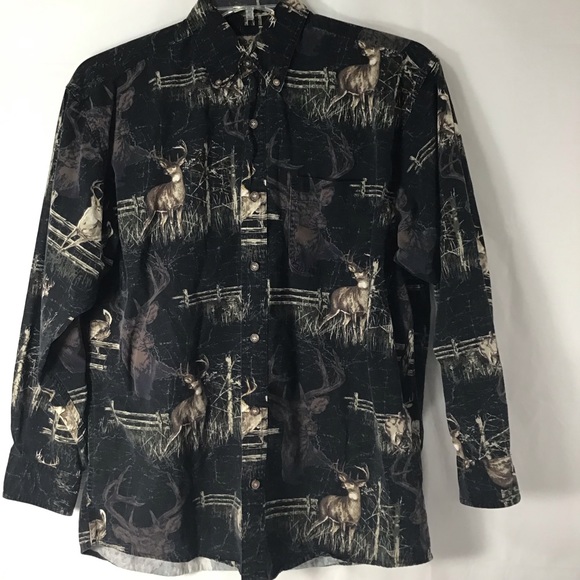 Wood & Water Outfitters Buck Deer Hunting Sport Field Shirt Medium - Picture 1 of 8